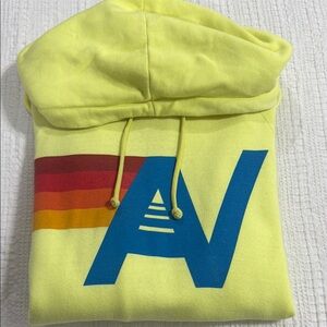 Aviator Nation Yellow Hoodie with Multicolor Graphic
